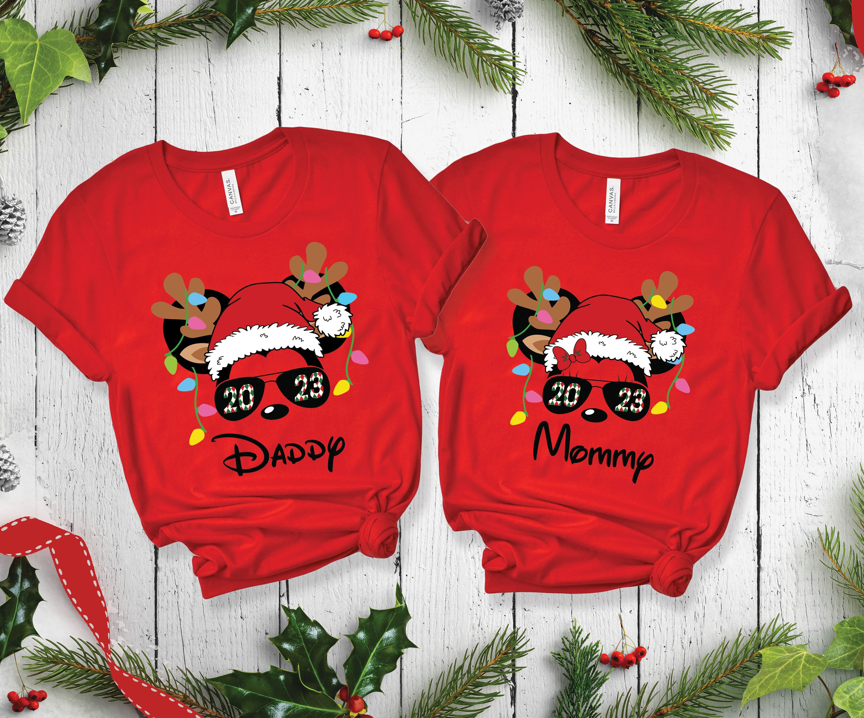 Discover Personalized Disney Mickey And Minnie Merry Christmas T-Shirt