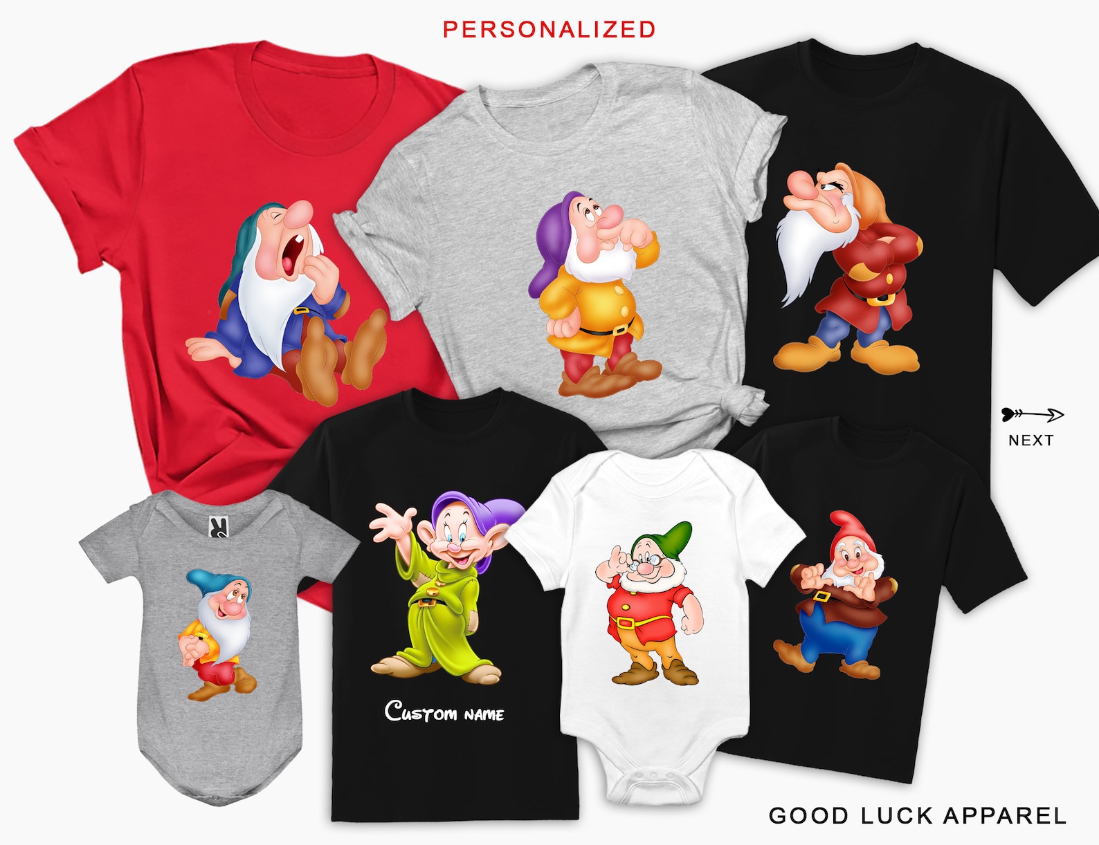 7 Dwarfs Shirts Personalized Snow White and Seven Dwarfs Family Shirts ...