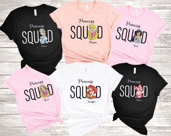 2026 Disney Princess Squad Shirts, Disneyland Princess Shirt, Disney Girls Trip Shirts, Disney Girls Squad Tees, Custom name