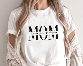 Personalized Kids Name Mom Shirt, Custom Mothers Day Gift