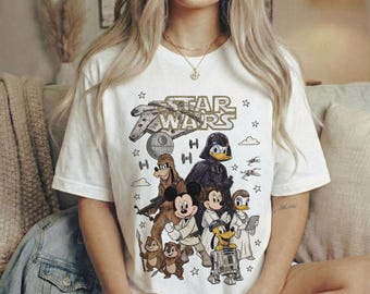 Retro Disney Star Wars Shirt, Retro Mickey and Friends Jedi Tee, Family Vacation Outfit