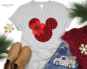 Disney Buffalo Plaid Shirts 2026, Mickey Mouse Buffalo Plaid Shirt, Disney Christmas Shirt For, Family Christmas Shirts For Woman and Girls