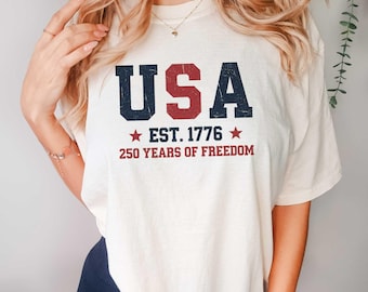 USA 250th Anniversary Shirt | Comfort Colors Patriotic US Flag Tee