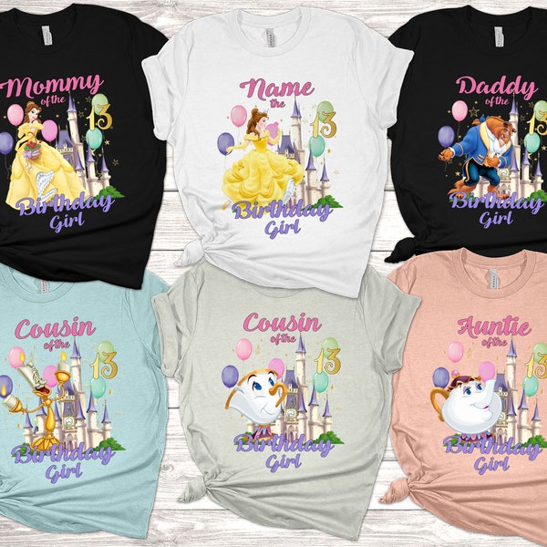 Disney Beauty And The Beast Birthday Shirts For Family Princess Belle Birthday Shirt For Girl Party Outfit Beauty And Beast Birthday Tee