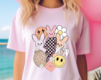 Comfort Colors Retro Easter Shirt: Unisex Bunny Tee