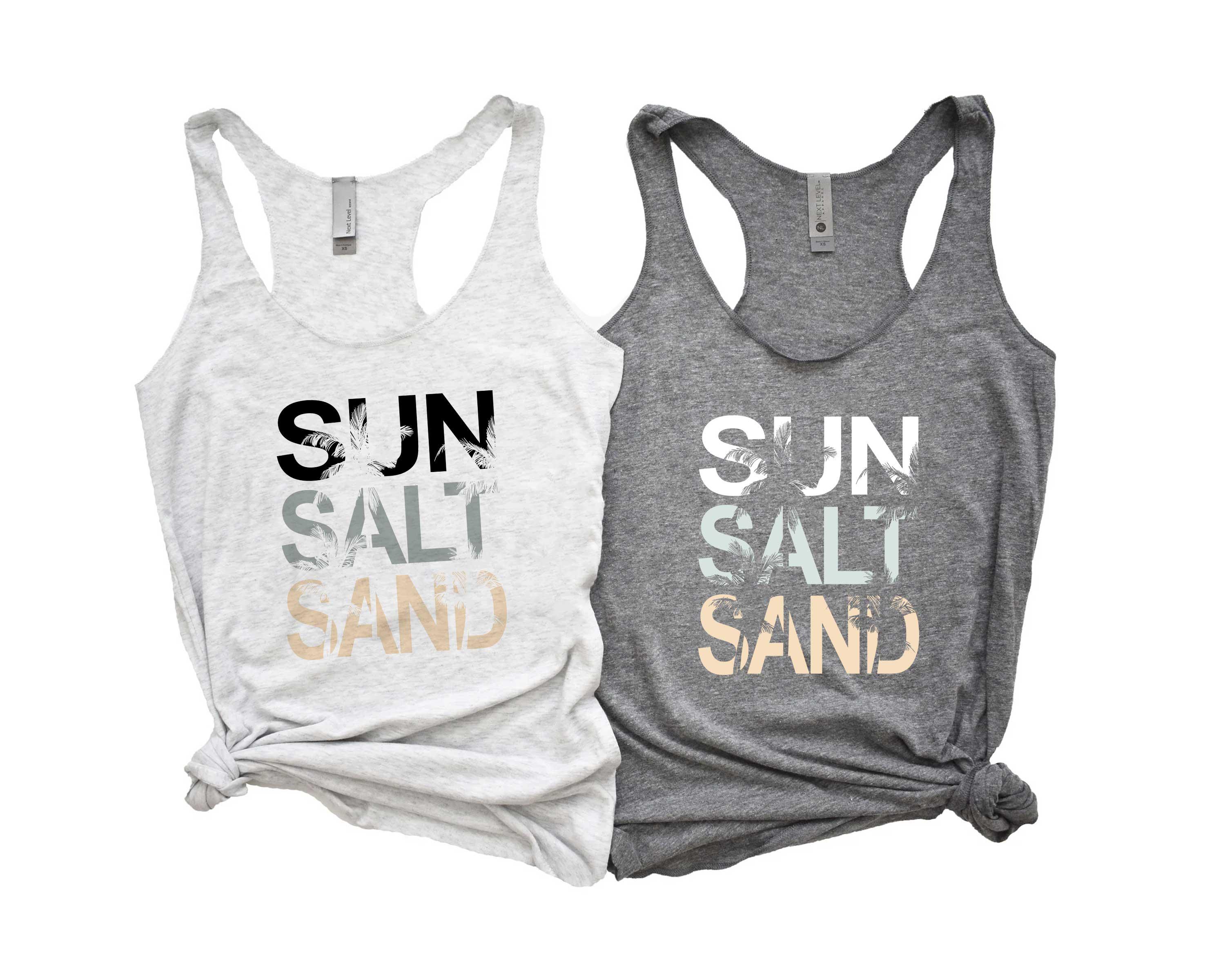 Women's Sun Salt Sand Coconut Tree Racerback Tank - Summer Beach Vacation Graphic Tank Top, Casual Cami - View #11