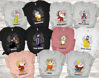 7 Dwarfs Shirts, Snow White and Seven Dwarfs Family Shirts, 7 Dwarfs Family Shirts, Seven Dwarfs t Shirt, Bashful Doc Dopey Happy Sleepy