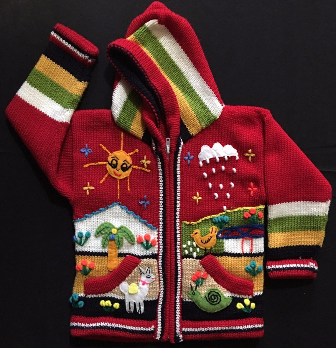 Children Arpillera Peruvian Sweater Peruvian Kids Wool Jacket Etsy UK