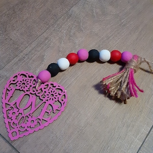 Wooden Bead Heart Garland