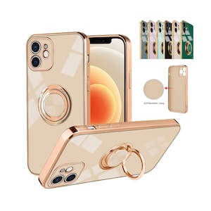 Electroplating Magnetic Luxury Phone Case Finger Ring Holder Kickstand Case iPhone 15 Pro Max, 14 Plus, 13 Mini, 12, 11, Xs, 8 Plus, 7, SE