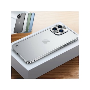 Aluminum Metal Bumper Frame Matte Clear Back Phone Case Camera Lens Protection Cover Case iPhone 14 Plus, 13 Pro Max, 12 Mini, 11