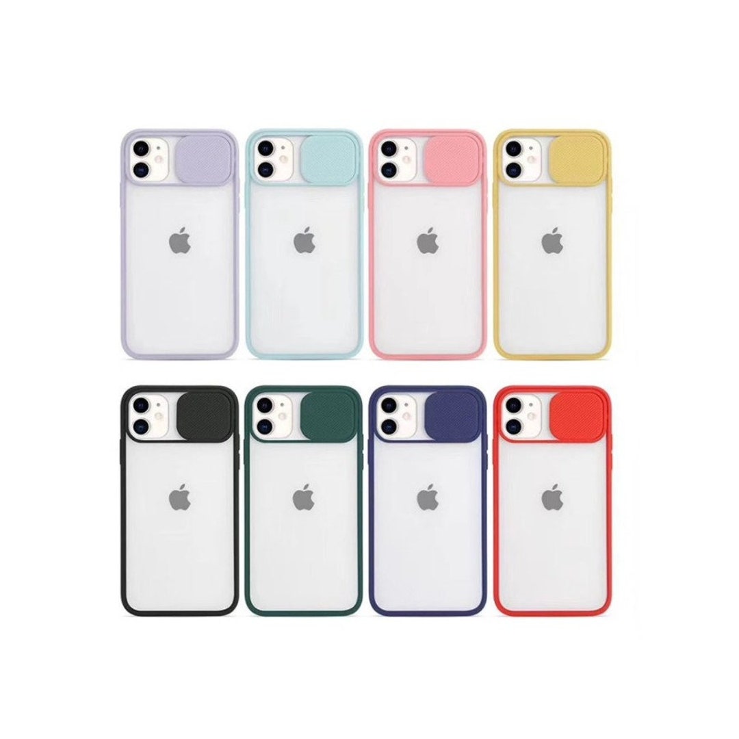 Colored Camera Slide Camera Lens Cover Protection Transparent Clear Back  Phone Case iPhone 15 Pro Max, 14 Mini, 13, 12, 11, X, 8 Plus, 7, SE -   Israel