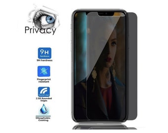 Lot de 2 protections d'écran en verre trempé de qualité supérieure avec protection anti-regard pour iPhone 15 Pro Max, 14 Plus, 13 Mini, 12, 11, Xs, 8 Plus, 7+, SE 2022