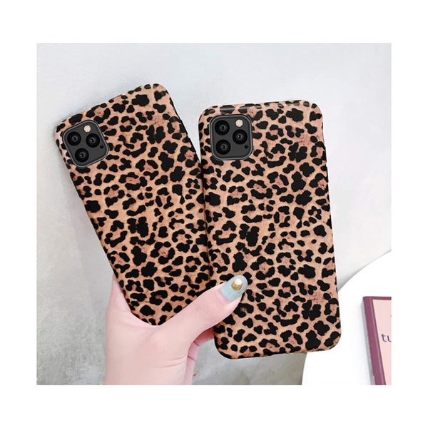 Cute Leopard Print Shock Proof Slim Protective Female Girls Phone Case iPhone 15 Pro Max, 14 Plus, 13 Mini, 12, 11, Xs, 8, 7+, SE 2022