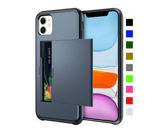 Kartenfachhalter Portemonnaie Stoßsichere Handyhülle iPhone 15 Pro Max, 14 Plus, 13 Mini, 12, 11, Xs, 8 Plus, 7+, 6, 5s, SE 2022