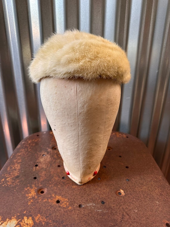 REAL Authentic 1950's White Mink Hat