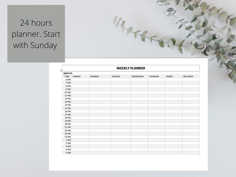 A4 Weekly Planner Hourly Printable Weekly Schedule Instant | Etsy