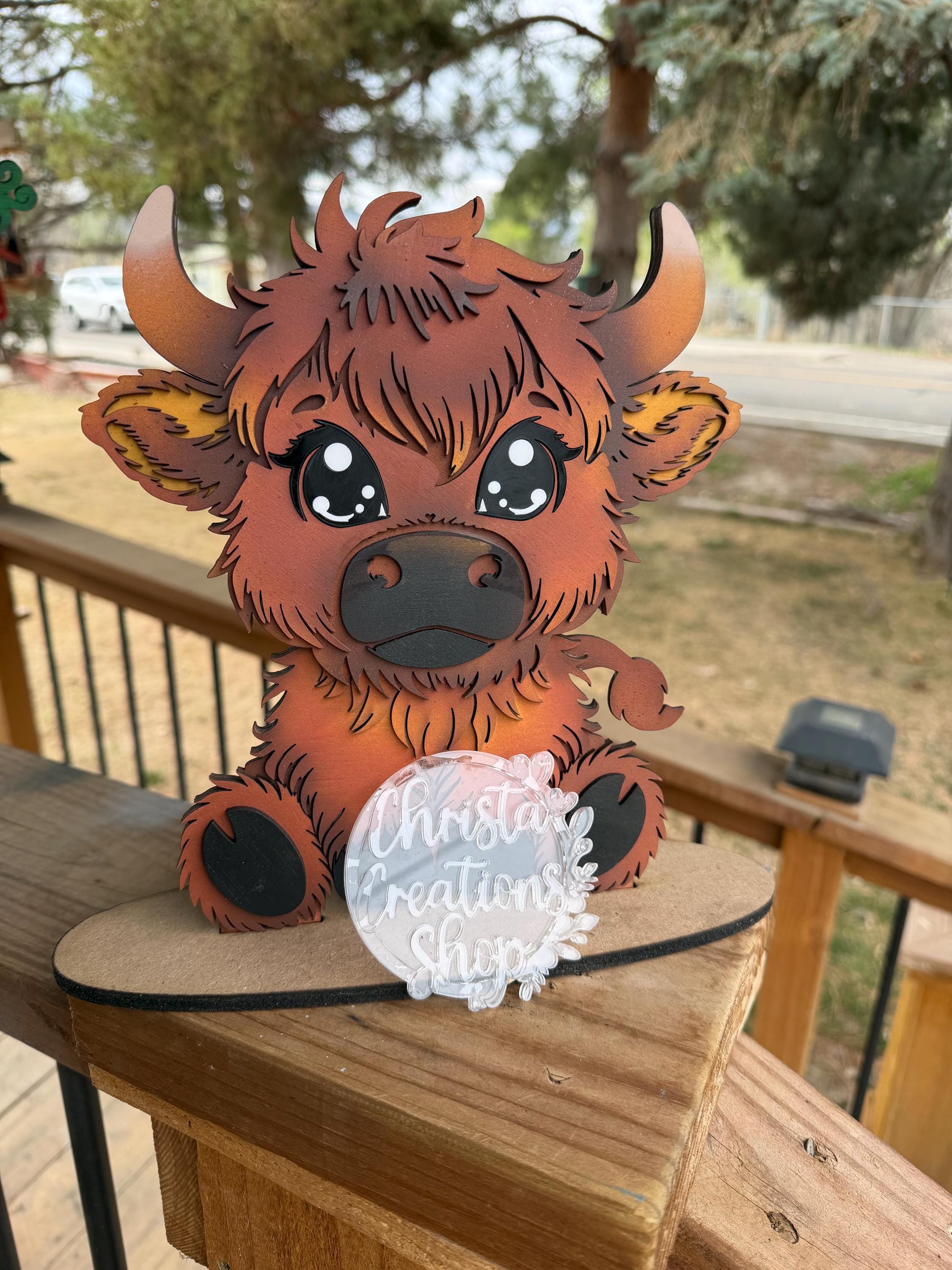 Highland Cow Shelf Sitter SVG | Layered Cow Laser Cut File | Farmhouse ...