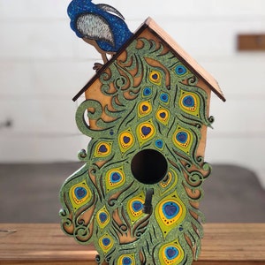 Peacock Birdhouse SVG File: Laser Cut Design (Digital Download)
