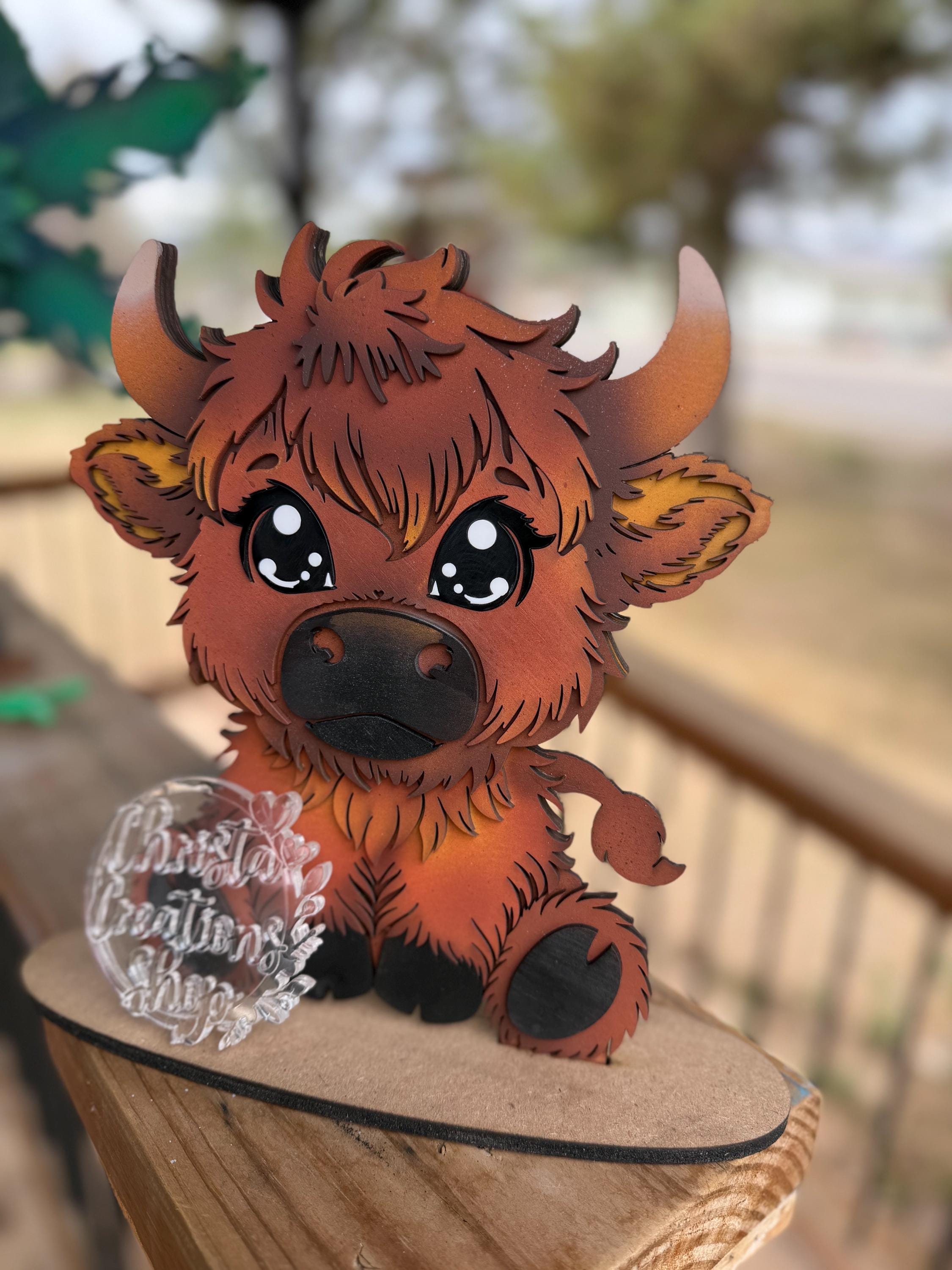 Highland Cow Shelf Sitter SVG | Layered Cow Laser Cut File | Farmhouse ...