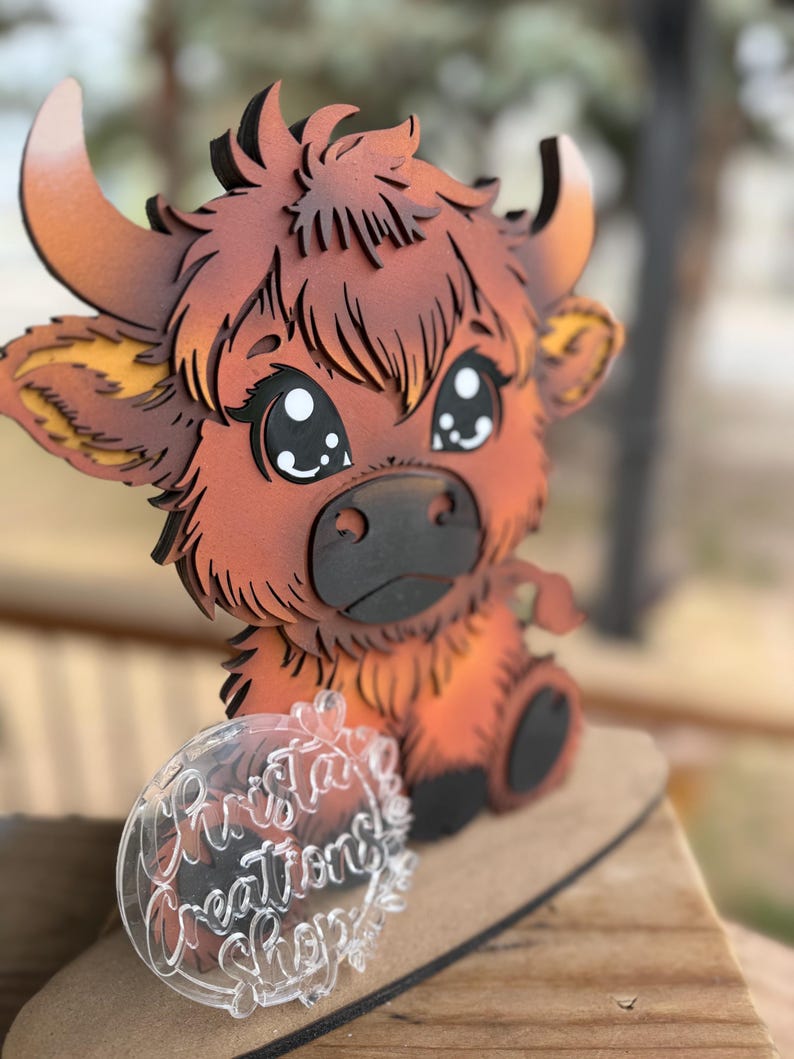 Highland Cow Shelf Sitter SVG | Layered Cow Laser Cut File | Farmhouse ...
