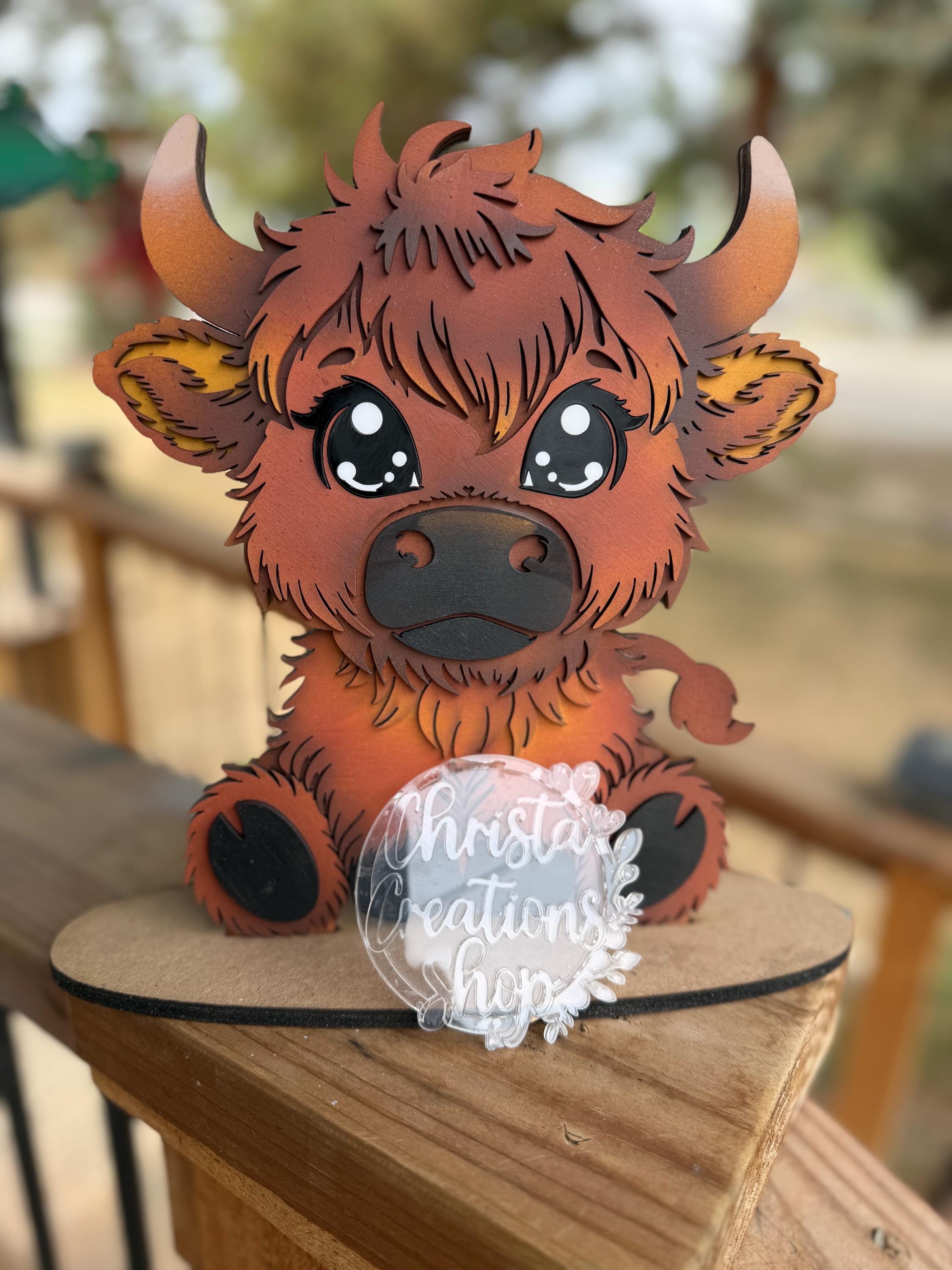 Highland Cow Shelf Sitter SVG | Layered Cow Laser Cut File | Farmhouse ...