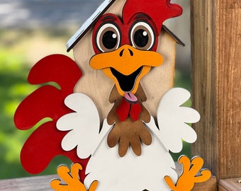 Casetta per uccelli Sassy Chicken SVG download digitale design taglio laser