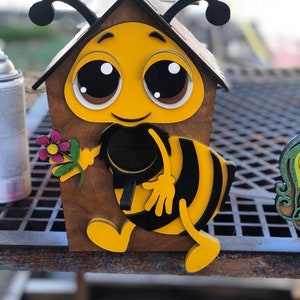 Smaller Bee Happy Birdhouse SVG laser file only no product 5mm and now 3mm and 6mm files