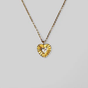 Tulip design heart-shaped zirconia necklace made of 925 silver 18K gold-plated
