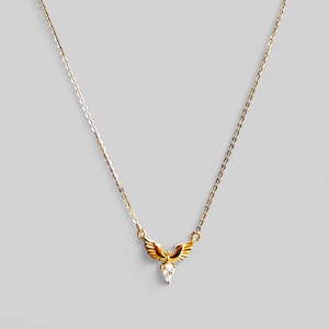 Wing necklace with zirconia – 925 silver 14K gold-plated