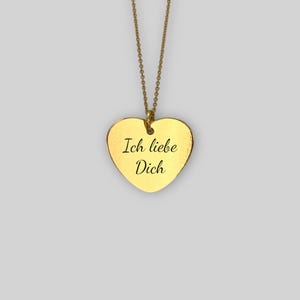 Collar personalizado con forma de corazón grabado “Te amo” – plata 925 bañada en oro de 18 quilates