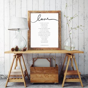 1 Korintiërs 13 Bijbel Citaat, Liefde is geduldig, Liefde is vriendelijk. Print Bijbel Verzen Wedding Printable Room Decor Quote Vers Schrift Muur Art