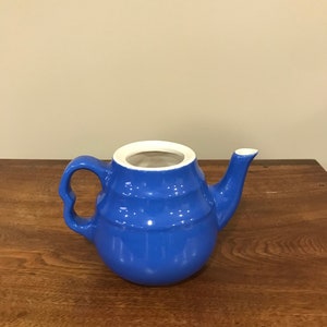 Vintage Small Oxford Blue Stoneware Teapot with Lid Made in USA Bild 5