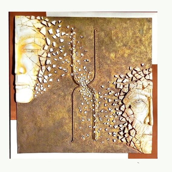 Sculptural bas-relief by Elena Karamushka TEMPO 4/9 Size: 29.5 W x 29.5 H x 1.9 D in (75x75cm) 2013 (10kg) with wooden support