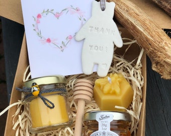 Personalized Thank you Gift Set| Teachers Nursery Gift | Hand made 100% Pure Beeswax candles| Romantic Gift| Honey| Honey Bear