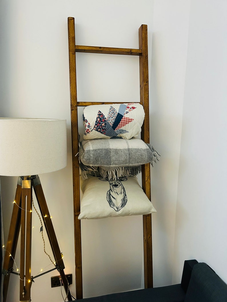 Handmade Rustic Wooden Blanket Ladder: Farmhouse Towel Rack - Etsy UK