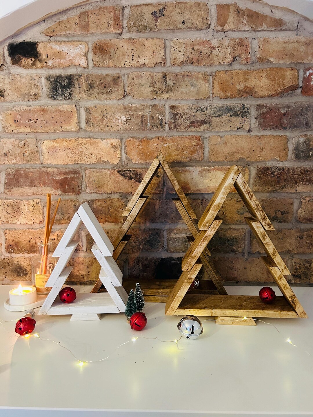 Rustic Wooden Christmas Tree Farmhouse Cottage Style Decorative Wooden