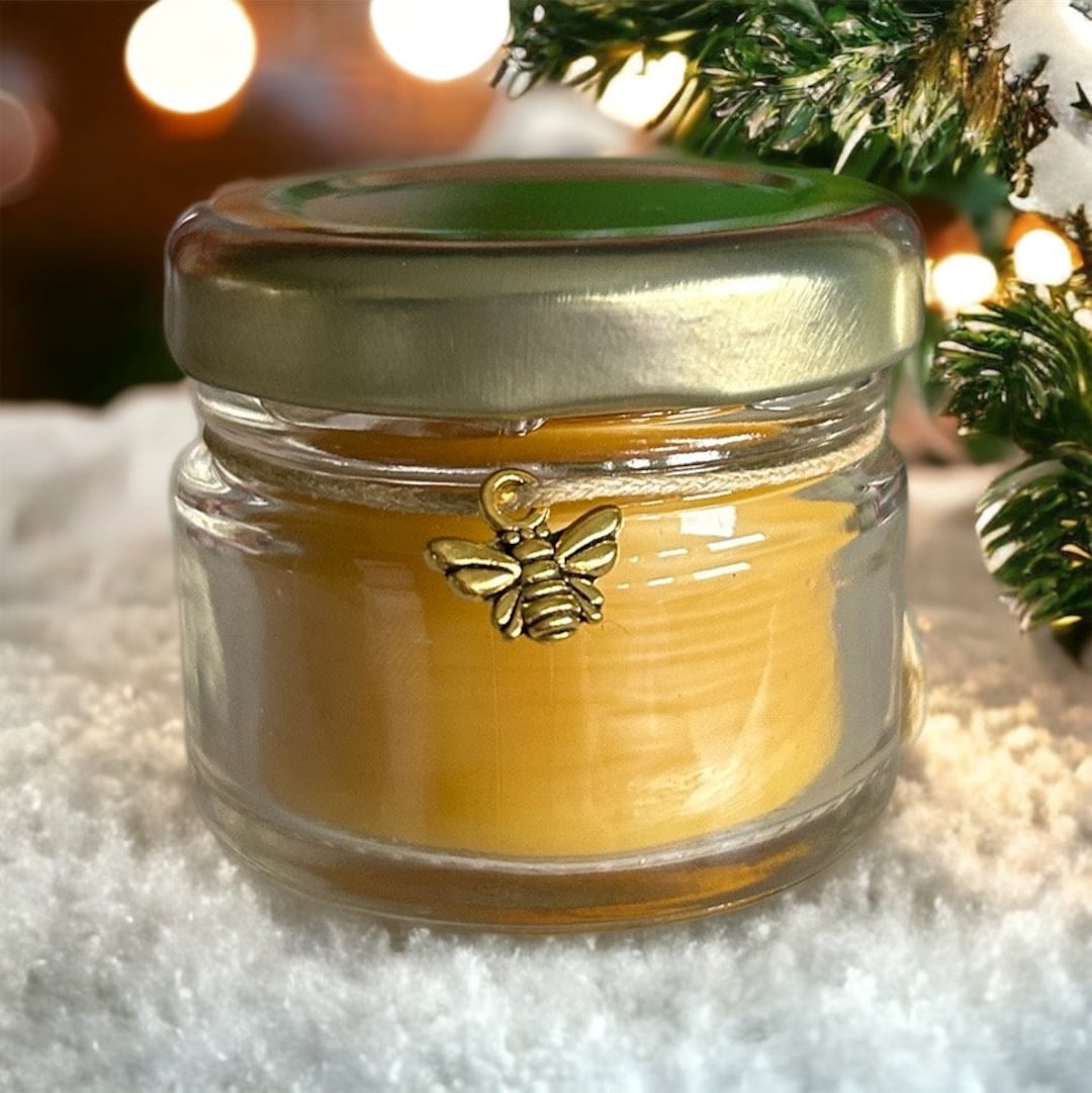 Beeswax Mini Jar Candle: Hand Poured With Bee Charm - Etsy UK