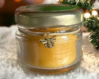 Beeswax Mini Jar Candle: Hand Poured with Bee Charm