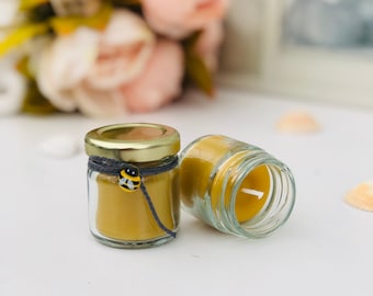 Evening night| Summer Spring Autumn| 100% Beeswax Small Mini Hand Poured Jar Candle| White Yellow BeeswaxRemembrance| Any Occasion| Romantic