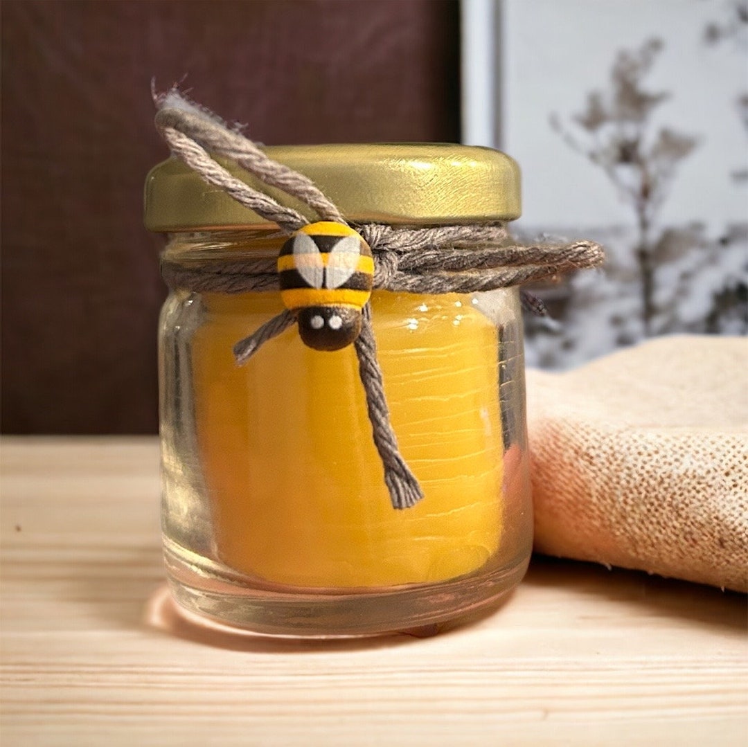 Hand Poured Beeswax Candle Jar: Natural Honey Scent, 10 Hour Burn - Etsy