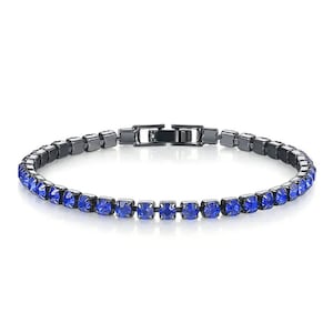 Jewelry 3.5mm CZ Black Gold- Blue Cubic Zirconia Tennis Bracelet Bangle For Women Wedding Xmas Gift