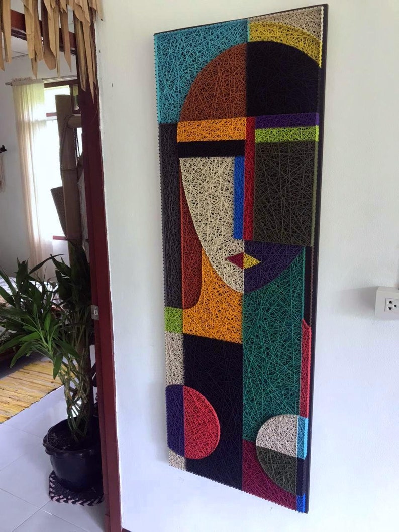 Mysterious Maiden Rustic Home Decor Modern Geometric Art Etsy