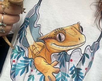 Tiger Crested Gecko Herptile Hammocks Unisex Crewneck Reptile T-shirt
