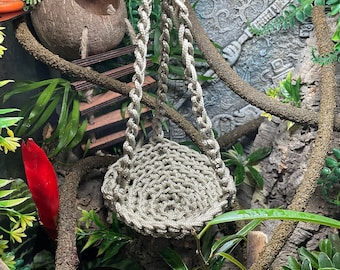 Water-resistant Hanging Paracord Basket Swing / Platform for Small Lizards, Geckos, Amphibians, Rodents