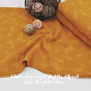 MUSTARD Floral Pattern WOVEN Jacquard HUE Fabric by the yard, Soft hand feel with Medium weight.