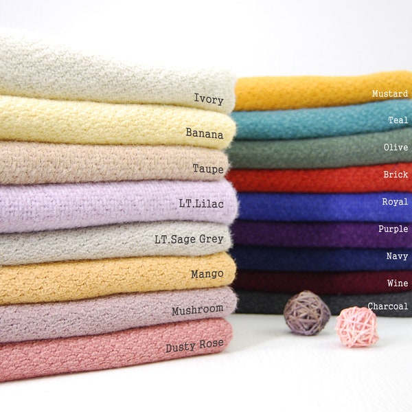 Chenille Sweater SUGAR Fabric by the yard, Various color options, Soft hand feel with Medium weight