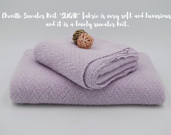Light Lilac Chenille Sweater Knit Fabric: Soft Medium Weight