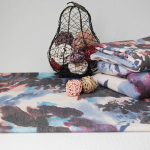 FRENCH TERRY Abstract Watercolor Print Fabric by the yard, Soft hand feel with Medium weight