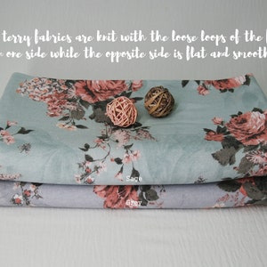 FRENCH TERRY Pink Floral Print Fabric by the yard, Soft hand feel with Medium weight